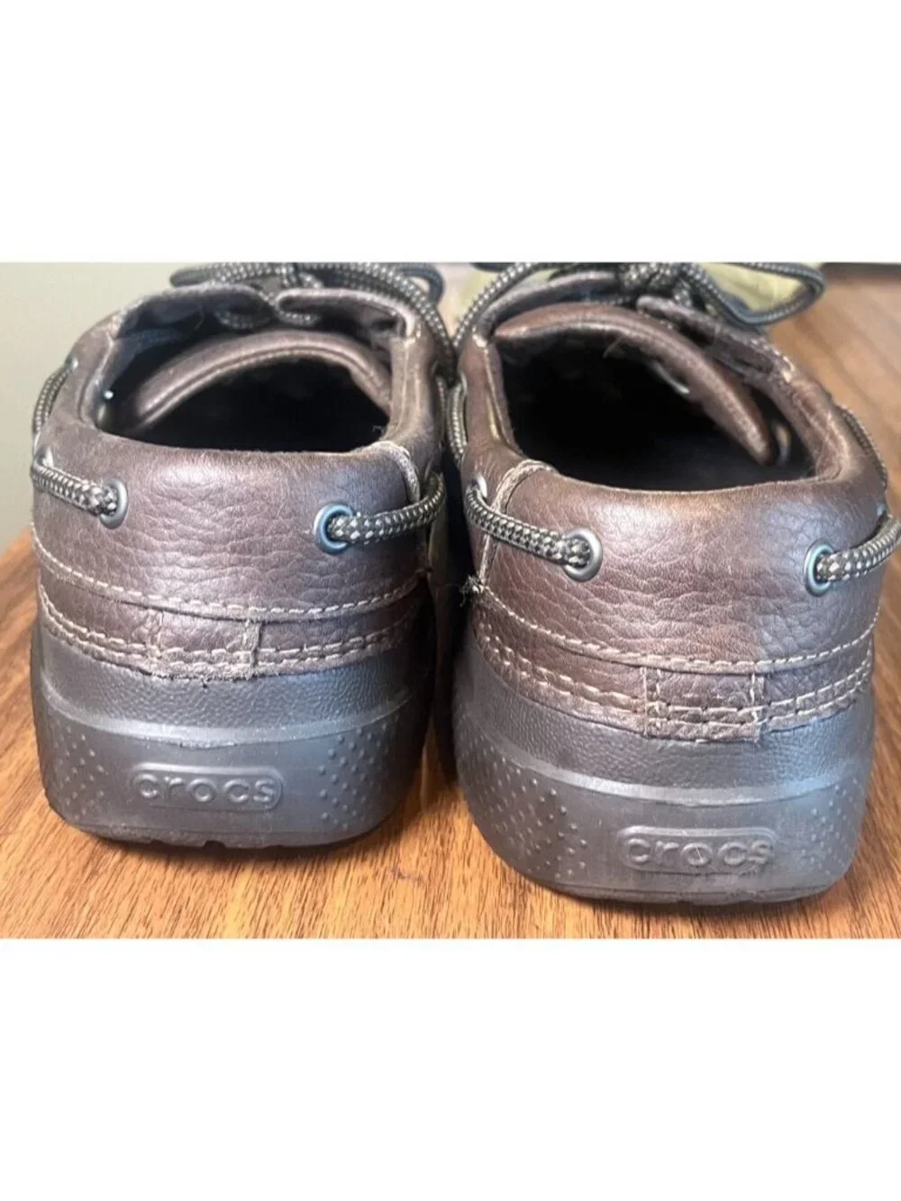 Crocs Islander Pitcrew Boat Shoe Brown Leather 10 Resort Preppy Summer Gorp